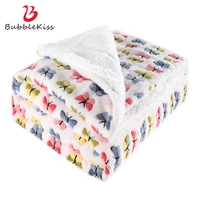 bubble kiss autumn and winter thickening comfort cotton coral fleece blanket double flannel butterfly print lamb fleece blanket
