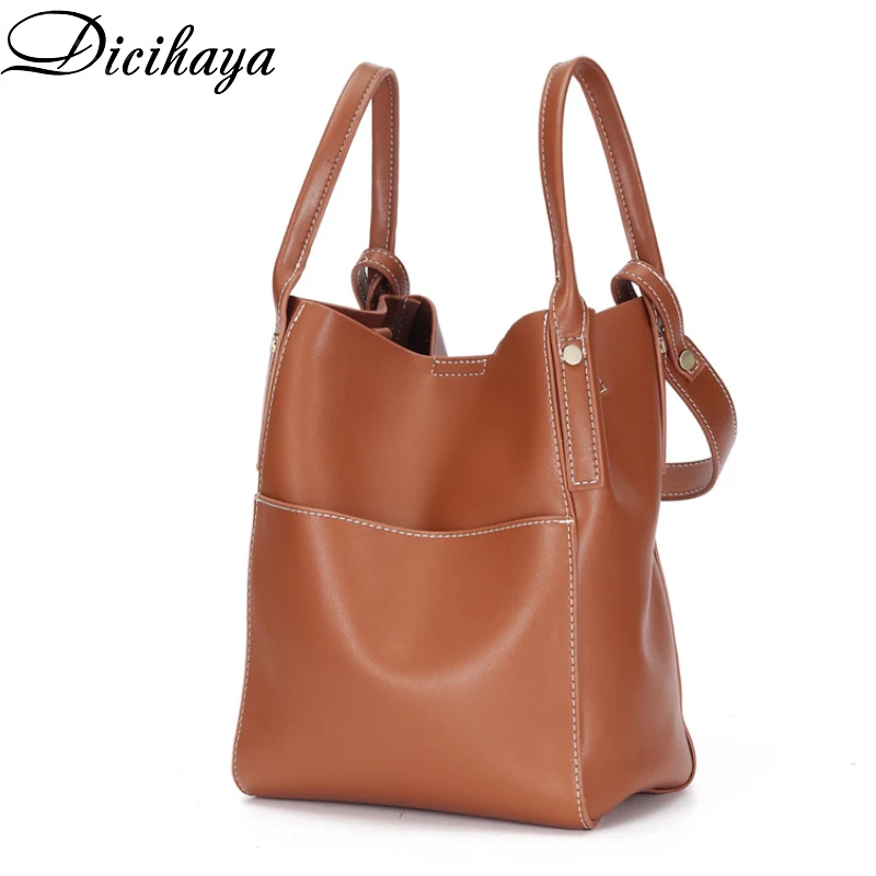 

Сумка DICIHAYA через плечо для женщин, брендовая дизайнерская сумочка из воловьей кожи, роскошный саквояж из натуральной кожи, мешок