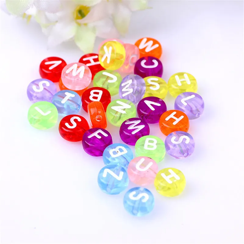 

Acrylic Letter Beads 3600pcs 4*7mm Transparent Style Colorful Plastic Alphabet English Character Initial Beads Round Spacer DIY