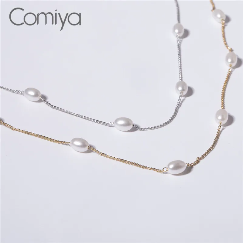 Ожерелье из цинкового сплава с жемчугом золотистого/серебристого цвета |