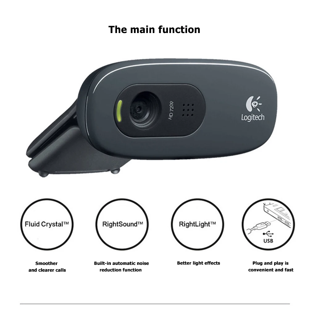 

Original Logitech C270/C270i IPTV HD 720P Webcam Built-in Microphone USB Computer Web Camera For PC Laptop Video Call Conference