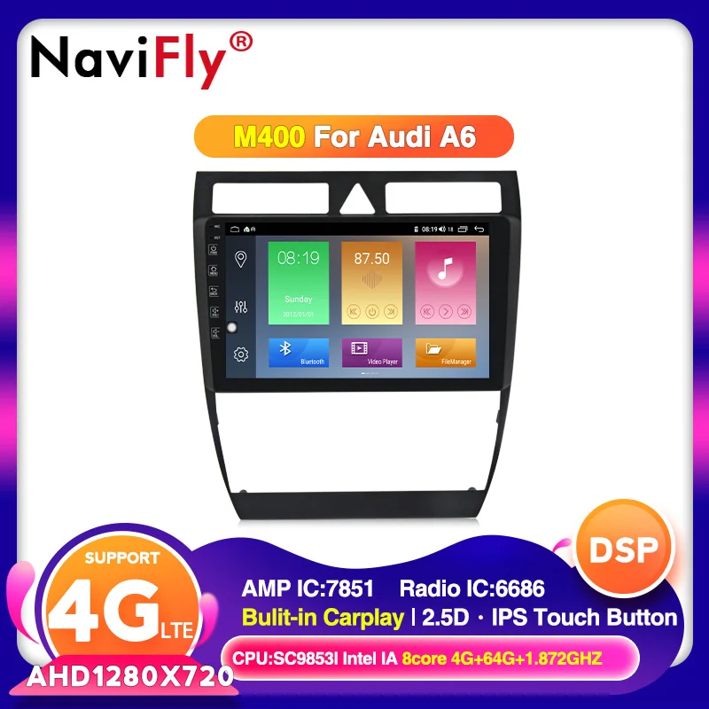 HD экран 9 дюймов 2din 8 ядерный Android 10 0 автомобильный dvd плеер для Audi A6 S6 RS6 1997 2004 с gps