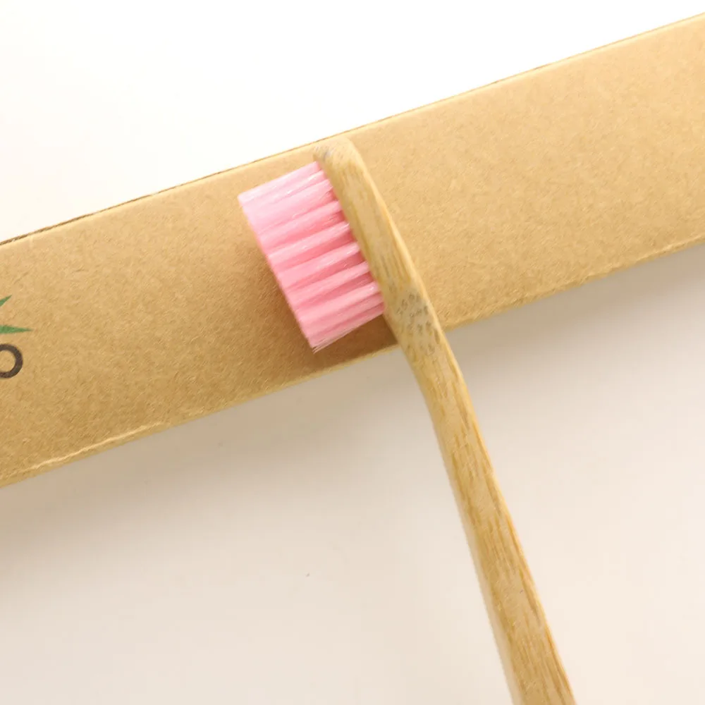 Бамбуковая зубная щетка для взрослых 24 упаковки экологически чистые розовые