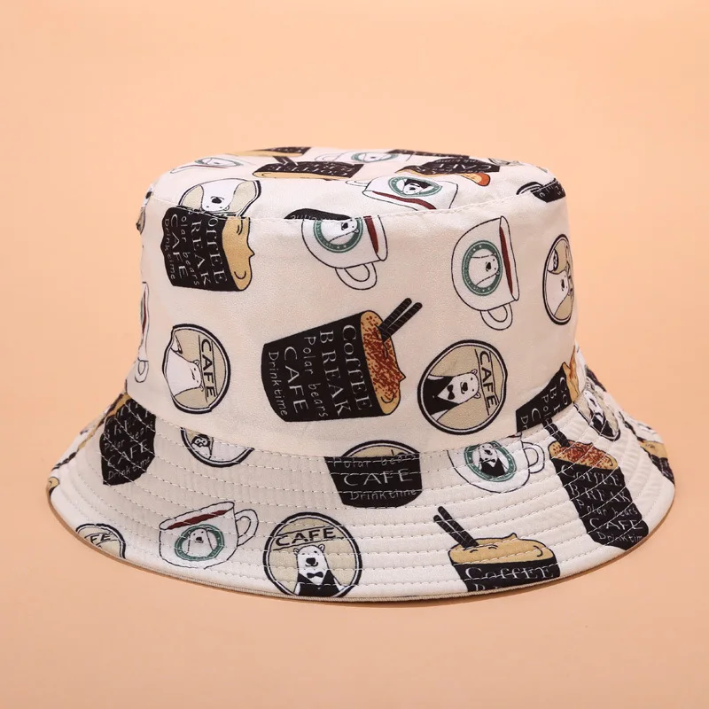 

Cotton Creative Cartoon Bucket Hat Fisherman Hat Outdoor Travel Hat Sun Cap Hats for Men and Women 80