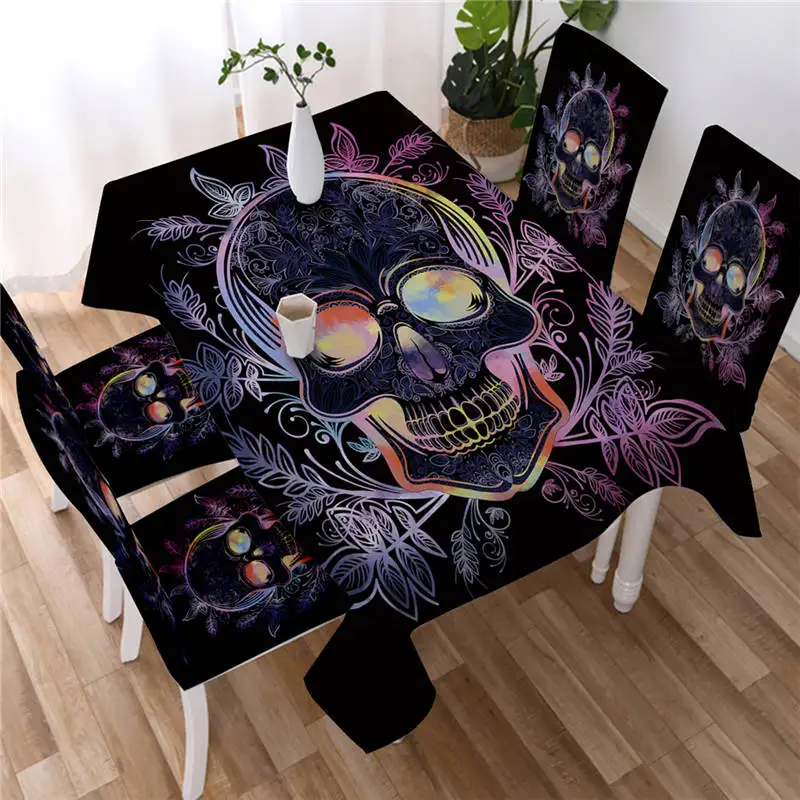 

Bedding Outlet Vivid Skull Tablecloth Gothic Waterproof Table Cloth Black And White Watercolor Decorative Table Cover Washable
