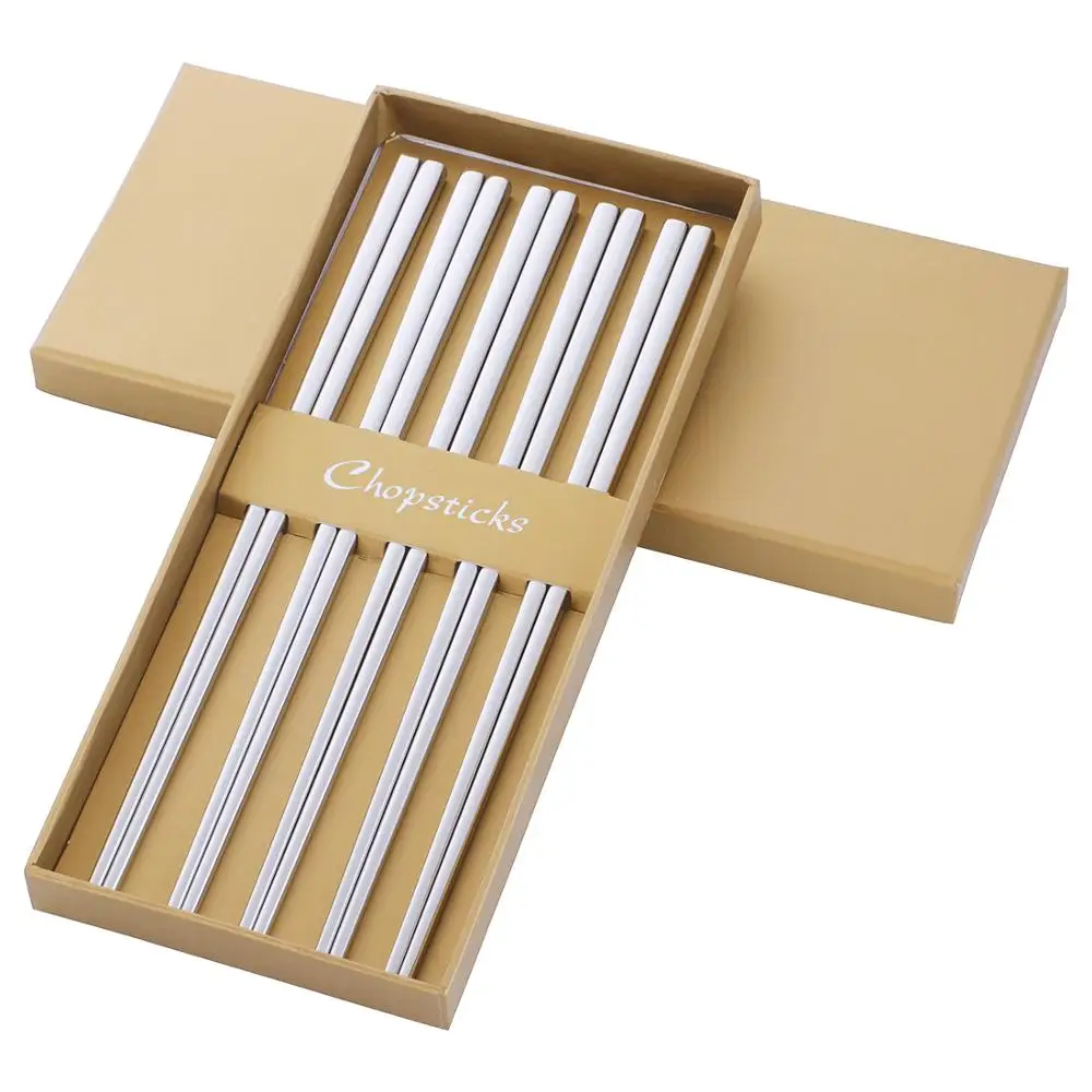5 Pairs with box 5 пар японские палочки для еды сплав Нескользящие суши-еда набор палочек китайский подарок палочки японские многоразовые палочки для еды - Цвет: 5 Pairs with box