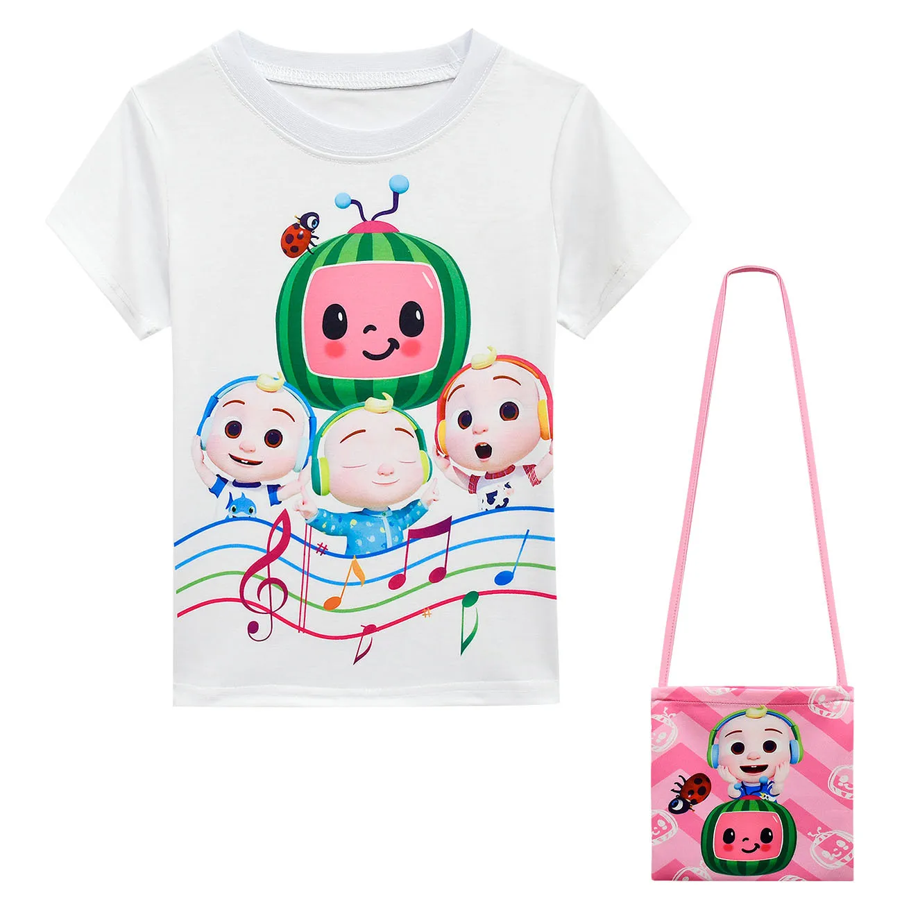 

Summer Children Clothing Casual 2pcs Sets Cocomelon T Shirt Skirt Suit Kids Tracksuit for Girls Boutique Outfits Bag Skirt Set