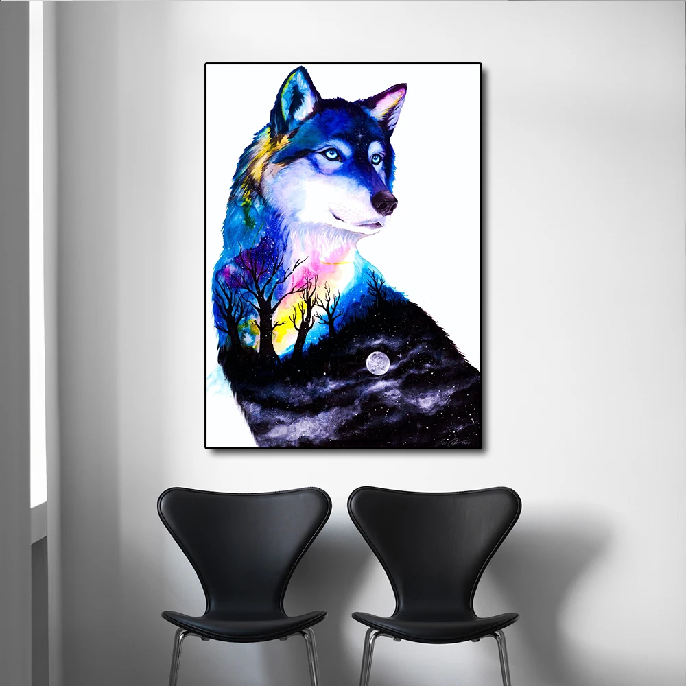 

QKART Posters and Prints Colorful Cat Painting Home Decorative Art Picture Painting on Canvas Prints for Living Room No Frame