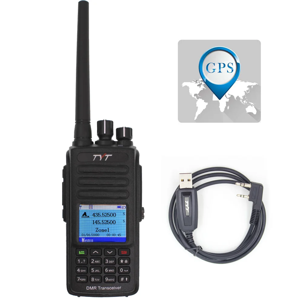Add a cable TYT MD-UV390 DMR радиостанция 5 Вт 136-174 МГц и 400-480 МГц рация MD-390 IP67 Водонепроницаемый двойной раз Dlot цифровое радио - Цвет: Add a cable