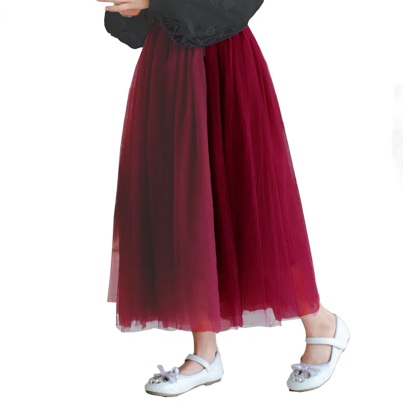 Юбки для девочек Новинка 2020 года Длинная юбка из Мягкого Тюля маленьких модный