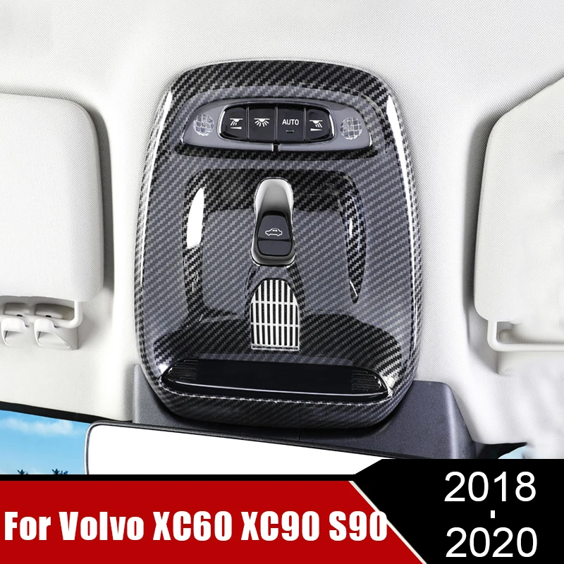 

For Volvo XC60 XC90 S90 ABS Chrome/Carbon Fiber Front Reading Lights Panel Frame Trim Cover Stickers Car Styling Accessories