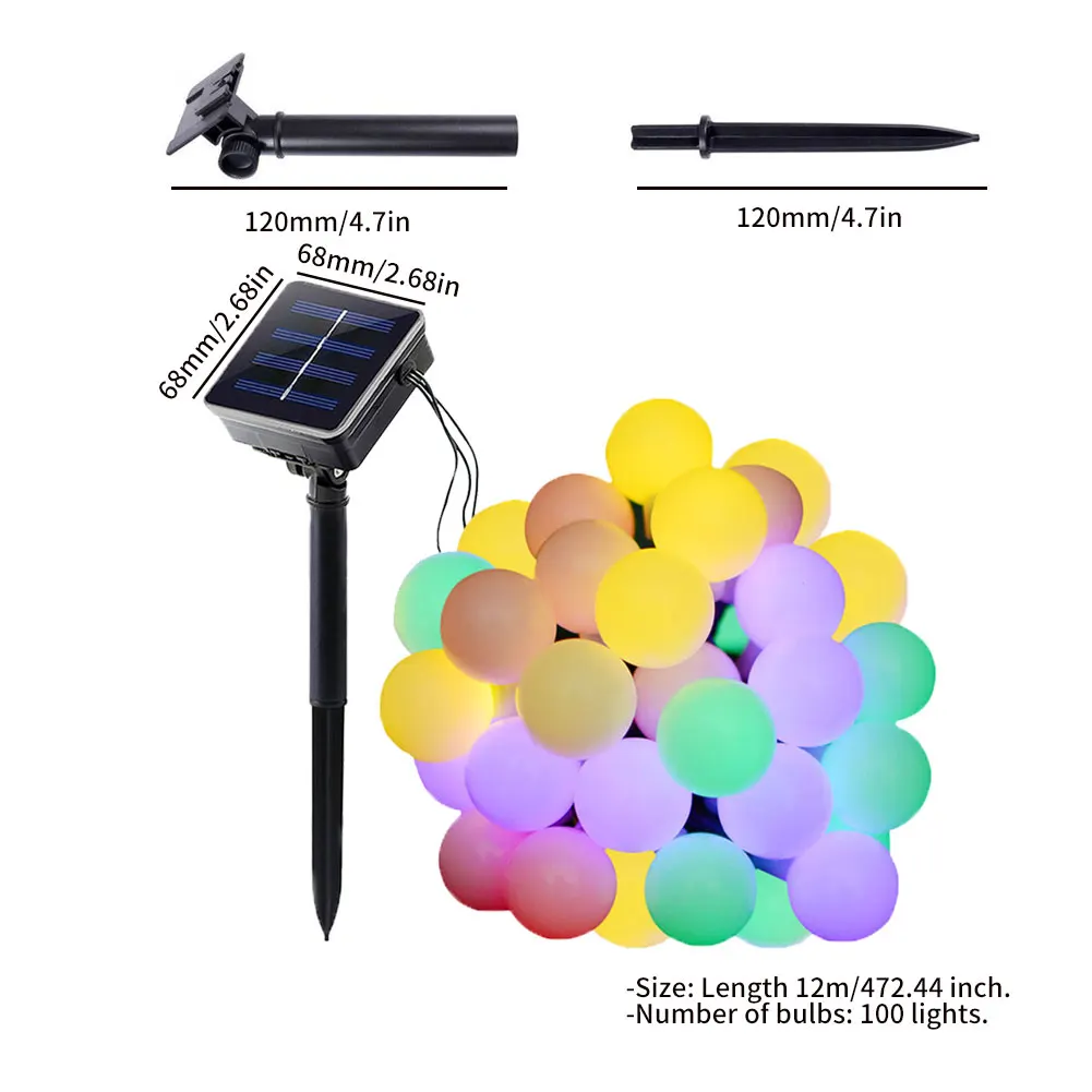 

Solar Lamp Crystal Ball Waterproof LED String Light Fairy Bulb Garden Christmas Decor For Outdoor Solar Lights Garland Colorful