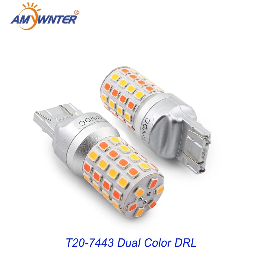 AMYWNTER T20 Led Drl 7443 W21/5 Вт источник света автомобиля дневные ходовые огни светильник