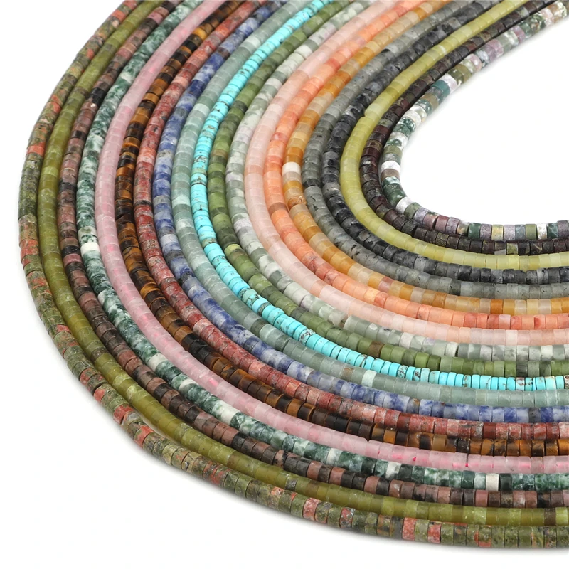 

Плоские круглые бусины из натурального камня, 2 х4 мм