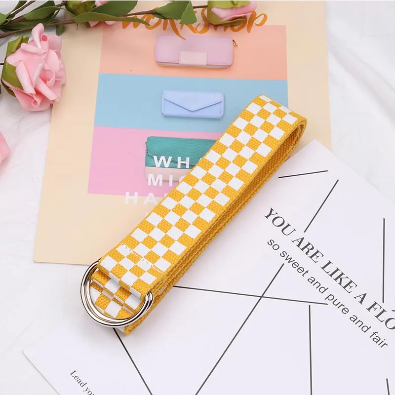 Yellow Canvas Belts Модные холщовые ремни для женщин, пояс 130 см, большие клетчатые пояса, регулируемый пояс для улицы, нейлоновые стильные ремни унисекс - Цвет: Yellow Canvas Belts