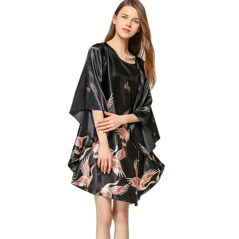 Халат-кимоно Женский большого размера пикантная шелковая рубашка из вискозы