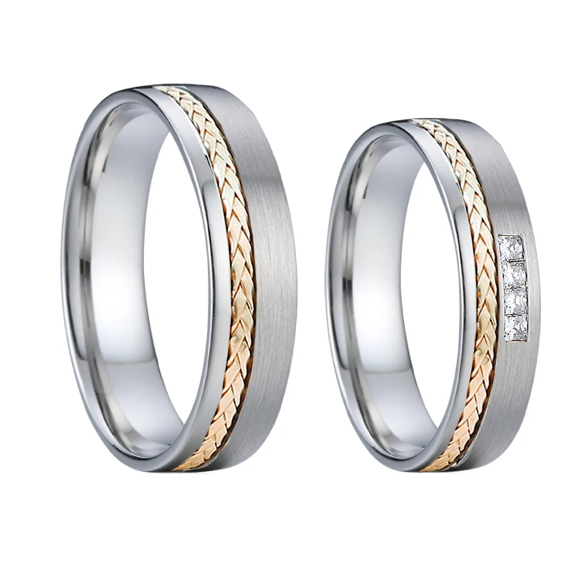 

Designer 2 gram 14K rose gold 6mm wedding band couple rings pair his and hers love alliance titanium jewelry rings for women