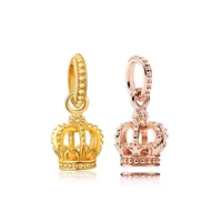 original 925 sterling silver charm rose gold fashion crown pendant fit pandora women bracelet necklace diy jewelry