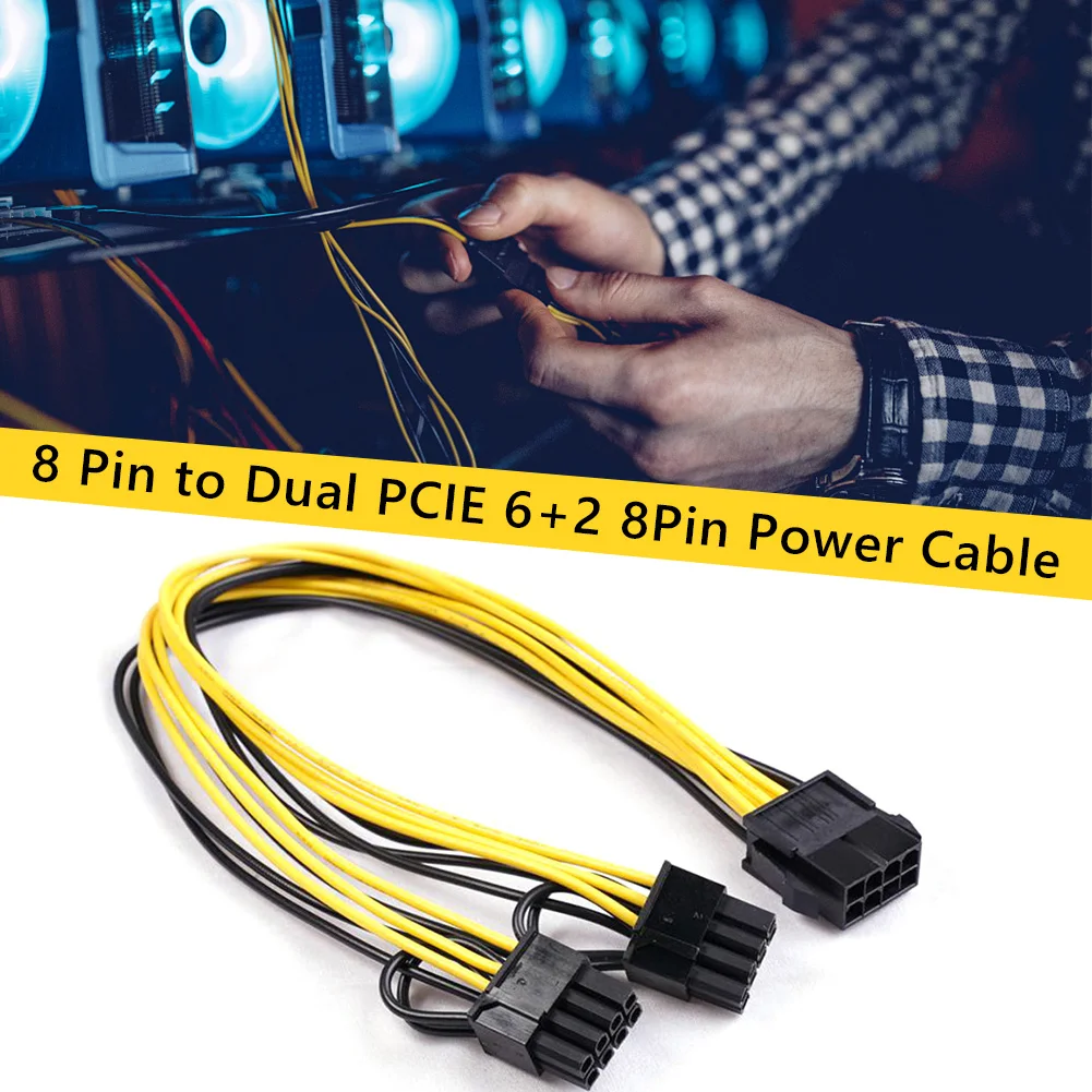 

10/6pcs 8 Pin PCI Express to Dual PCIE 6+2 Pin Power Cable Motherboard Graphics Card PCI-E GPU Power Data Cable 30cm Splitter
