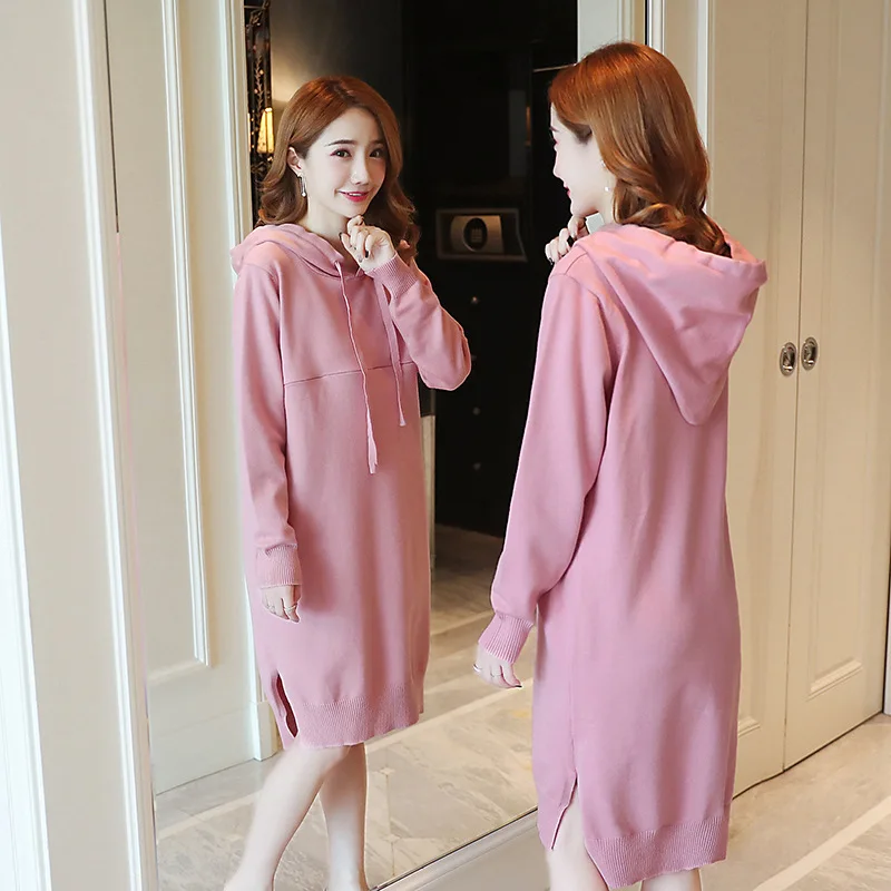 Повседневное свободное платье для кормления осень Толстовки с капюшоном и
