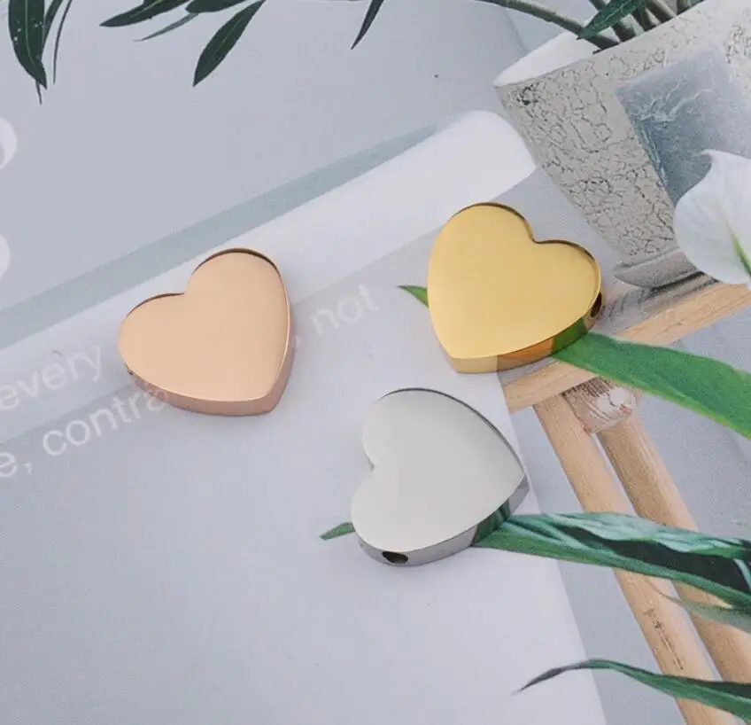 

Бусины-шармы в форме сердца из нержавеющей стали, 10 шт.