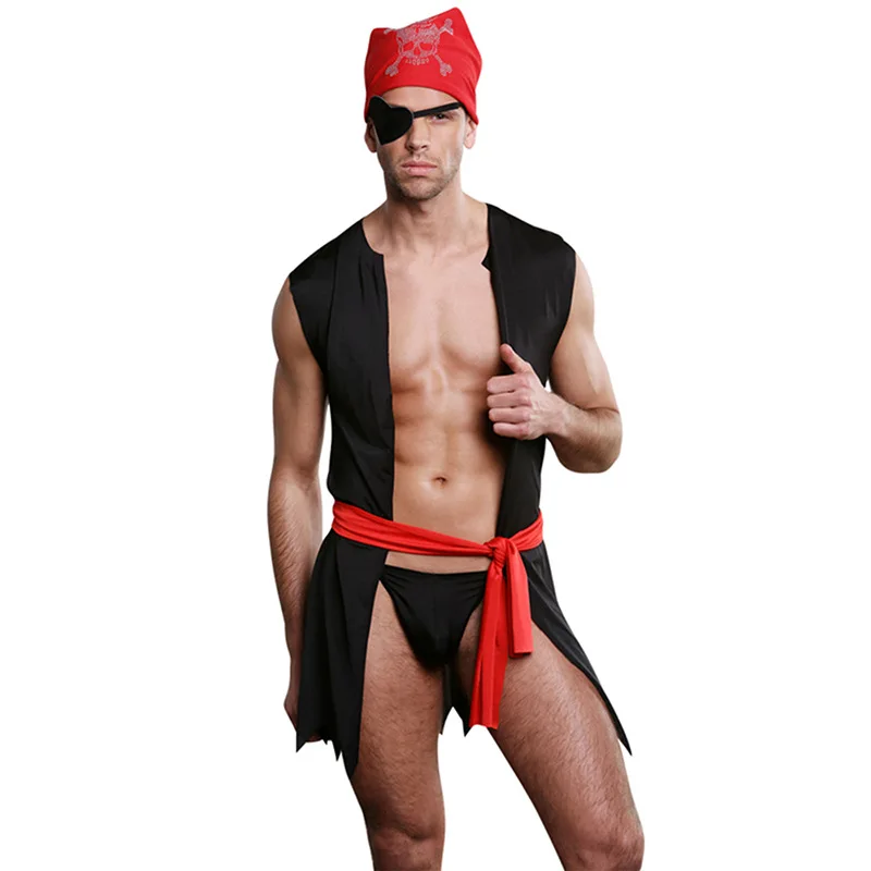 

Новинка 2021, чёрно-красный пиратский костюм для взрослых, мужские фэнтезийные костюмы для косплея, сексуальная одежда для ночного клуба, экз...
