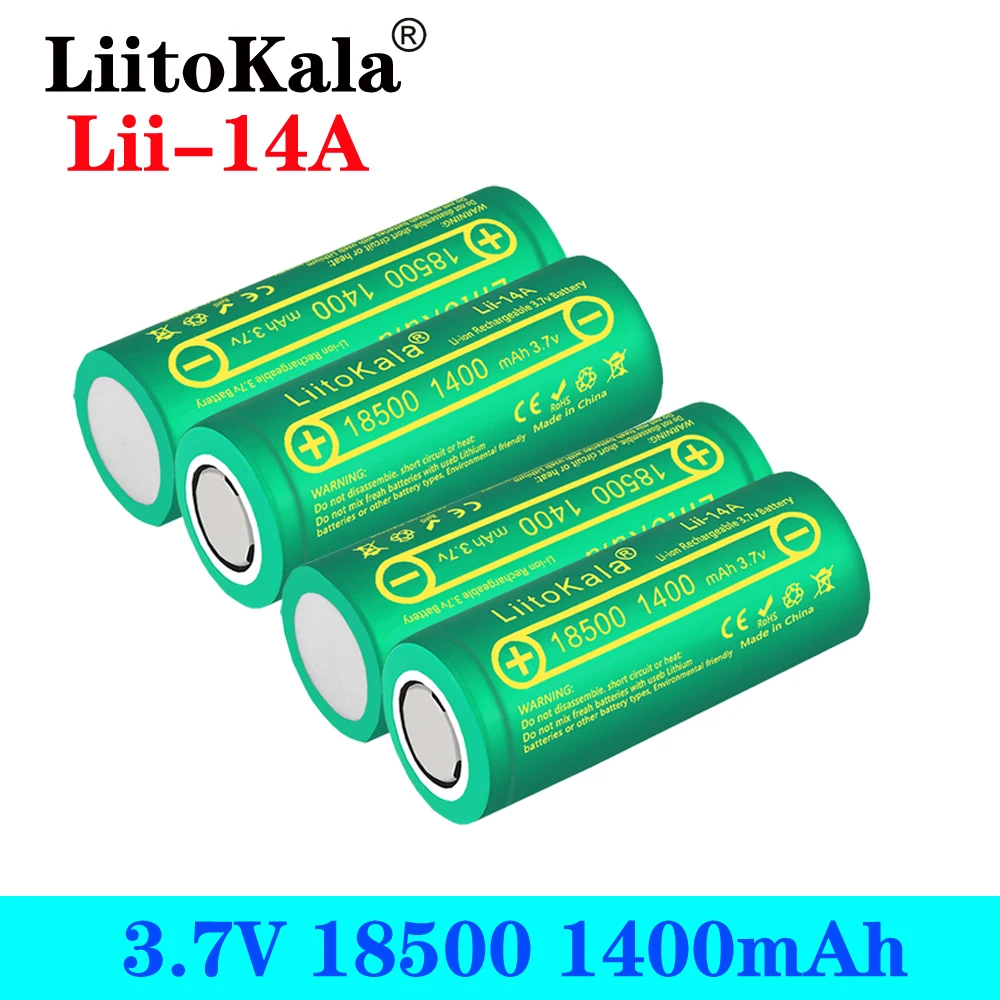 

LiitoKala Lii-14A 18500 1400mAh 3.7V 18500 Battery Rechargeable Battery Recarregavel Lithium Li-ion Batteies For LED Flashlight