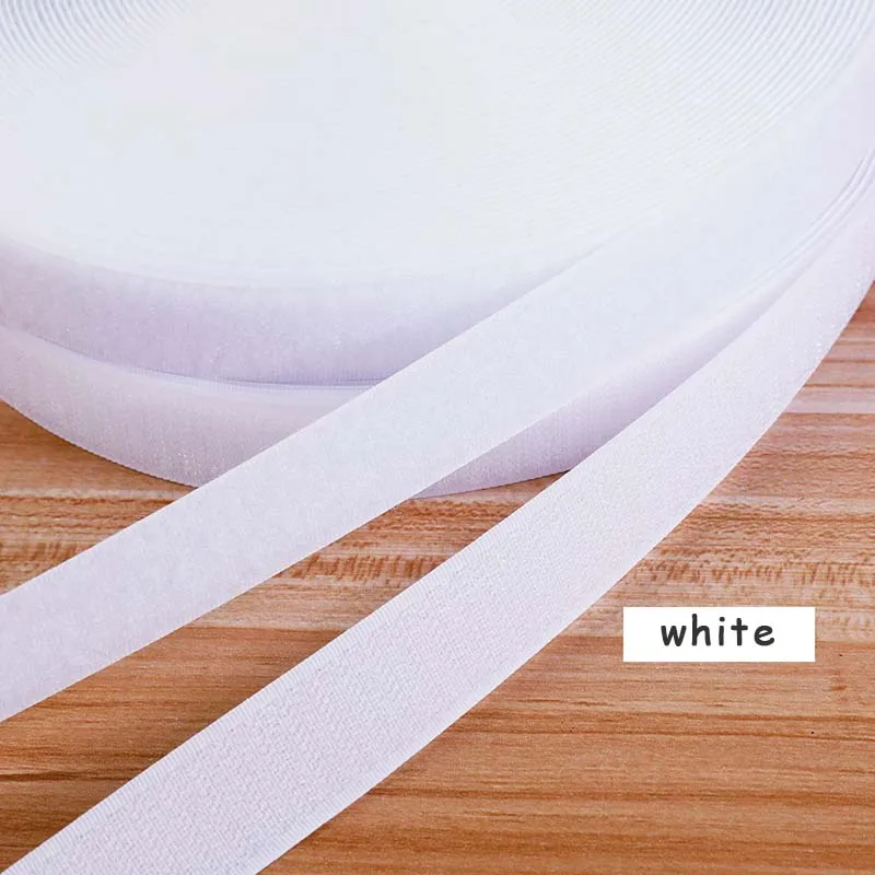 white Width 2cm 1 метр/пара 20 мм Ширина красочные клей крюк и петля крепежная лента крючки Швейные полоски волшебная лента DIY аксессуары - Цвет: white Width 2cm