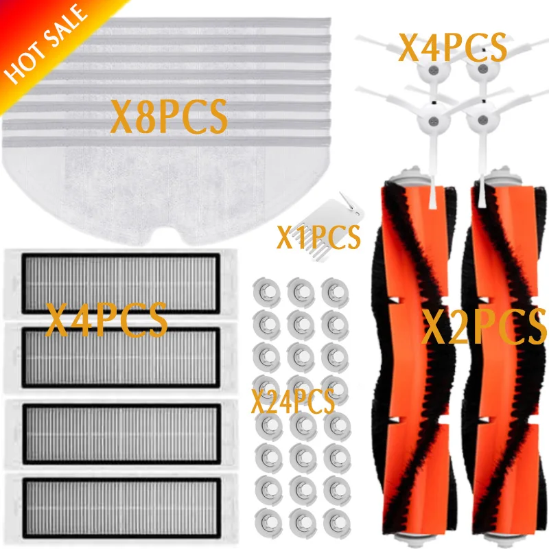 43pcs-set Основная щетка hepa фильтр, боковая щетка Швабра Ткань подходит для xiaomi вакуум 2 roborock s50 аксессуары xiaomi mi робот Замена - Цвет: 43pcs-set