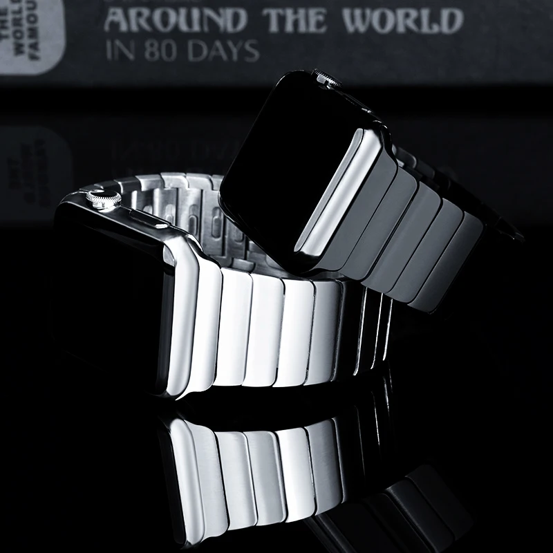 

Ремешок из нержавеющей стали для Apple watch band 44 мм 40 мм, роскошный браслет для iWatch band 38 мм 42 мм, Apple watch 5 6 se 3 4 7