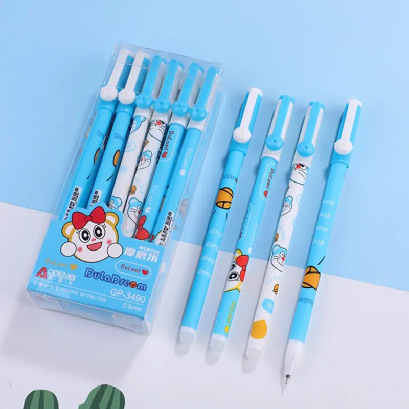 

48 pcs/lot Kawaii Doraemon Erasable Gel Pen Cute 0.5mm Blue ink Neutral Pens Promotional Gift Stationery School Supplies