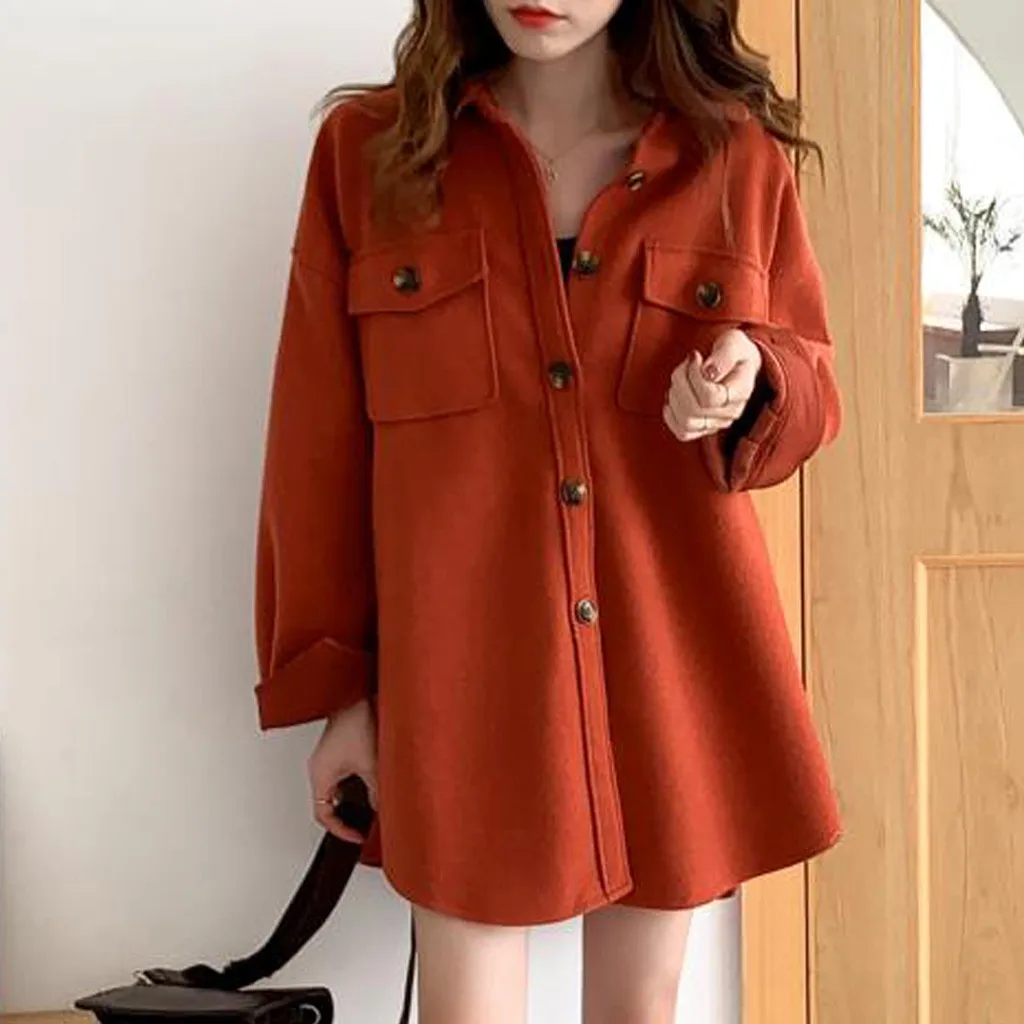 

Women Wool Jacket Warm Long Coat Female Slim Fit Lapel Woolen Overcoat Autumn Winter Cashmere Outerwear Jacket Winter Korea