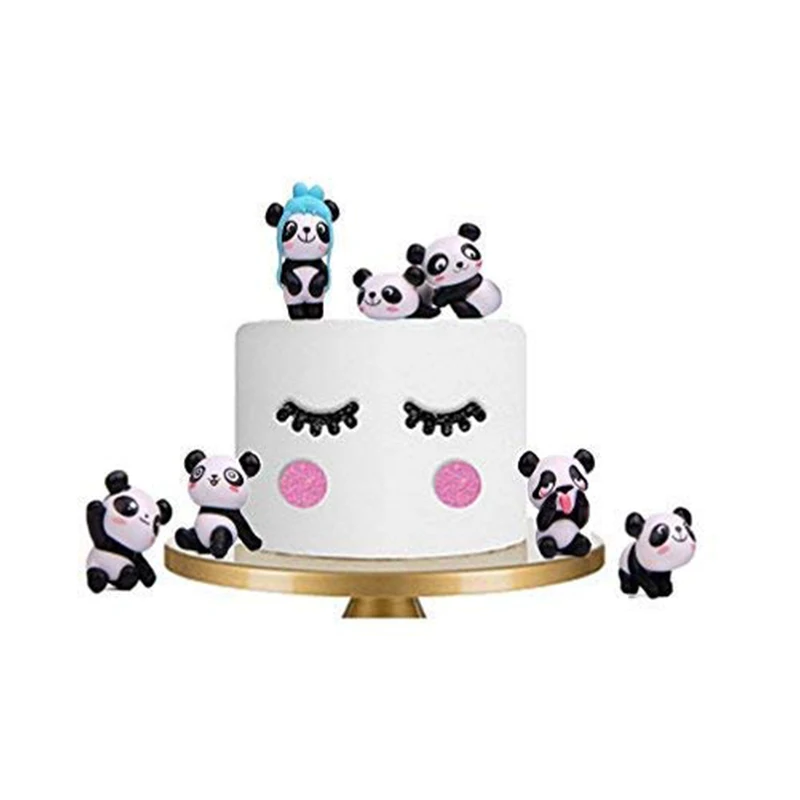 8 Pack Cute Panda Cake Toppers Party Favors Decoration Fun Office Decorative Kids Toys Stress Reliever Toy | Дом и сад