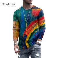 samlona new patchwork t shirt sexy mens clothing 2021 summer fashion 3d print tees plus size s 3xl male casual top pullovers