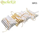 50 шт. коробка из крафт-бумаги для конфет белого золота с карточкой и веревкой в форме подушки кондитерский пирог ювелирные подарки Упаковочные пакеты товары для свадебной вечеринки