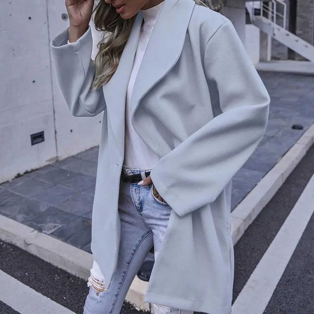 Пальто модное шерстяное длинное женское пальто на пуговицах Женское для