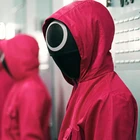 Игра кальмар треугольная маска Квадратный Круг Косплей пластиковая маска красный капюшон мужской головной убор реквизит для костюма босса