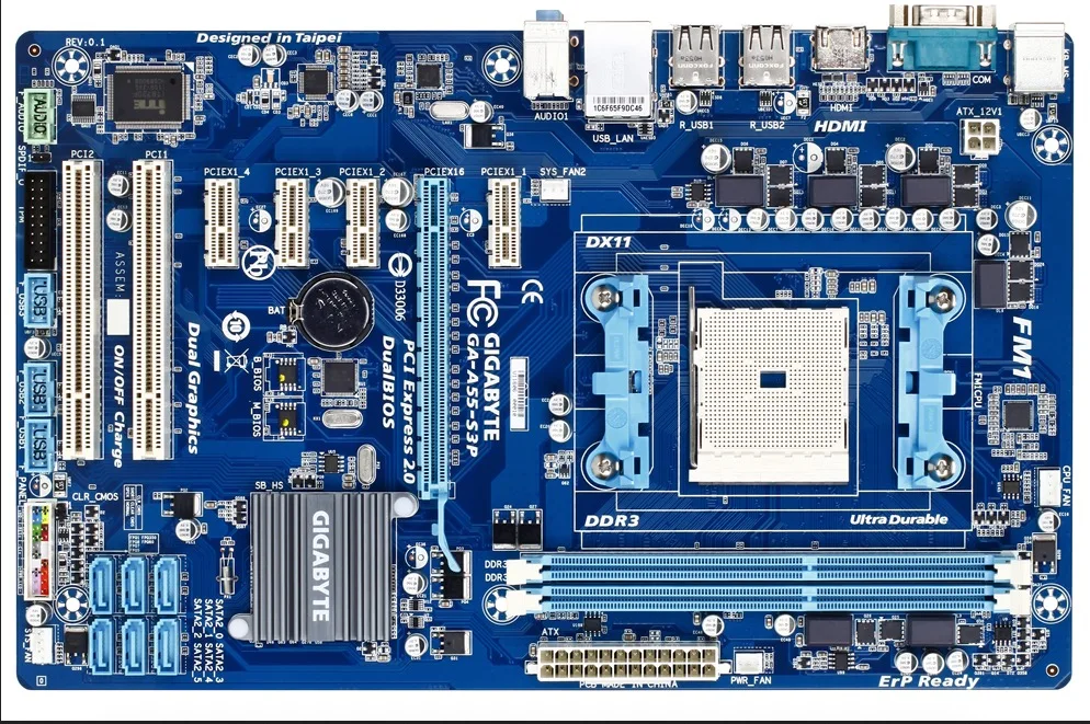 Оригинальная Материнская плата Gigabyte GA-A55-S3P Socket FM1 DDR3 A55-S3P USB2.0 32GB SATA II A55 настольная