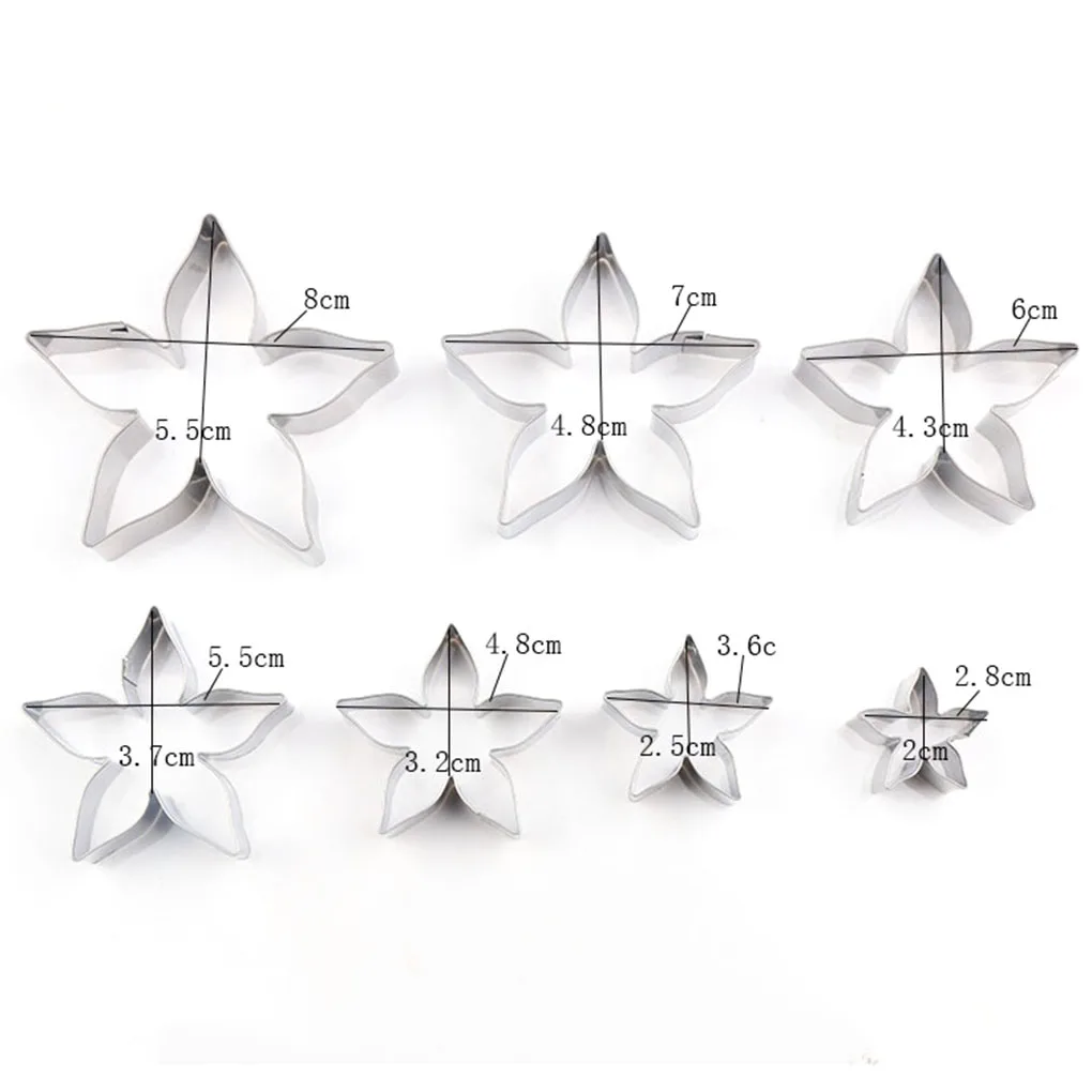 

7Pcs Rose Flower Calyx Cutting Die Stainless Steel Cake Cutters Pastry Baking Mould Fondant Mold Cake Cookie