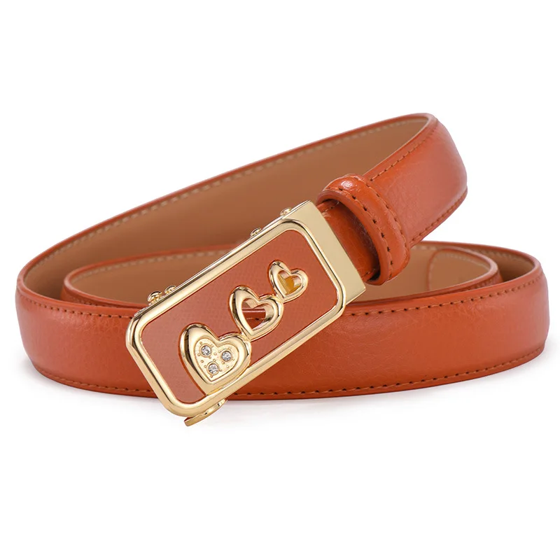 Женский ремень из натуральной кожи с автоматической пряжкой и сердечком 2019 |