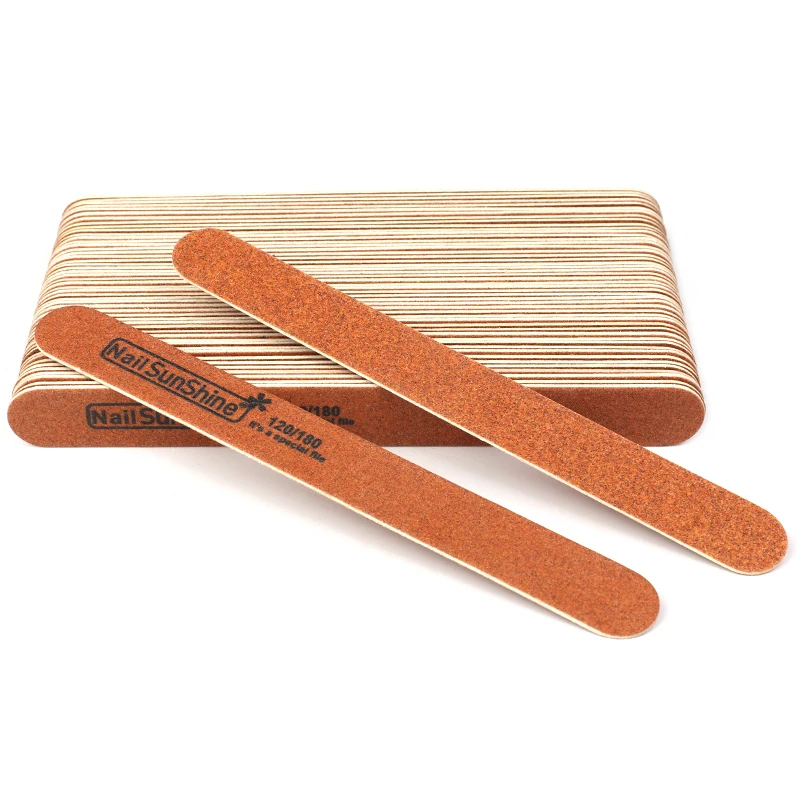 Профессиональные деревянные пилочки для ногтей 20 шт./лот 120/180 коричневая Толстая