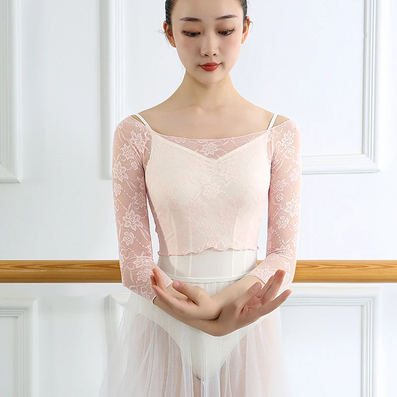 Женский укороченный топ балетная футболка кружевные топы для танцев балерины