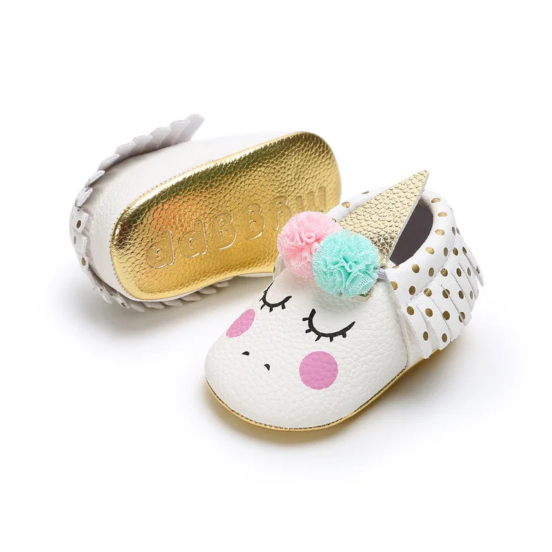 Детские противоскользящие мокасины для детской кроватки с бахромой и помпоном