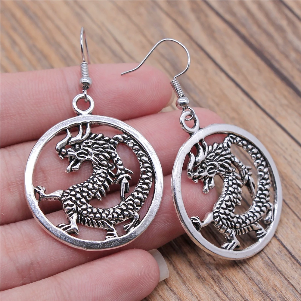 Серьги-капли в виде дракона модные висячие серьги с драконом женские