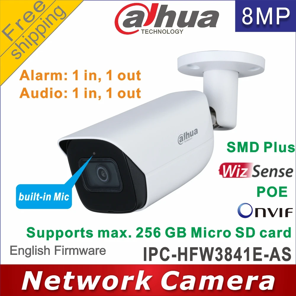 Сетевой видеорегистратор Dahua IPC HFW3841E AS 8MP IP Камера IP67 SMD плюс WizSense пуля IR30M