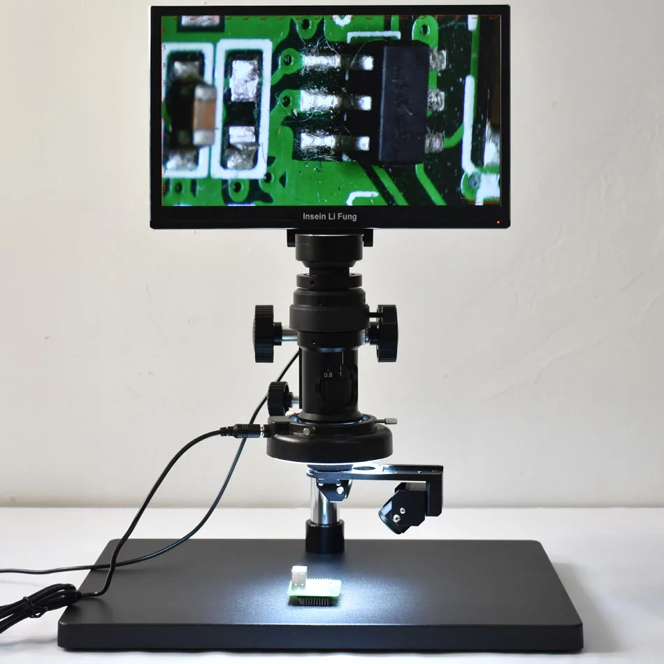Full HD 1080P 11.6" IPS Integrated Display Camera HDMI 2D 3D Video Inspection Microscope with Measurement Magnifier USB Storage