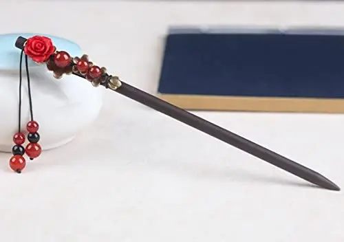 

Handmade Classical Hair Hairpin Headwear Clasp Jade Bead Rose Decor Chinese Traditional Style Hair Sticks Shawl Pins Picks