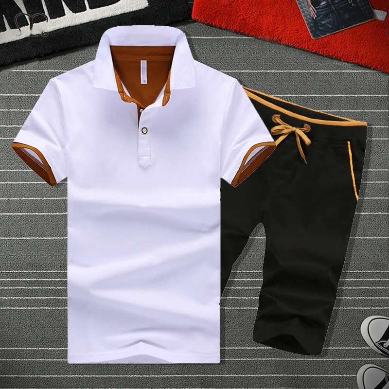

Summer Men's Shirts Casual Tracksuit Fashion Short Sleeve Shirt Male Brand Business Mens Clothing 2 Pieces Sweatsuit Men Shorts