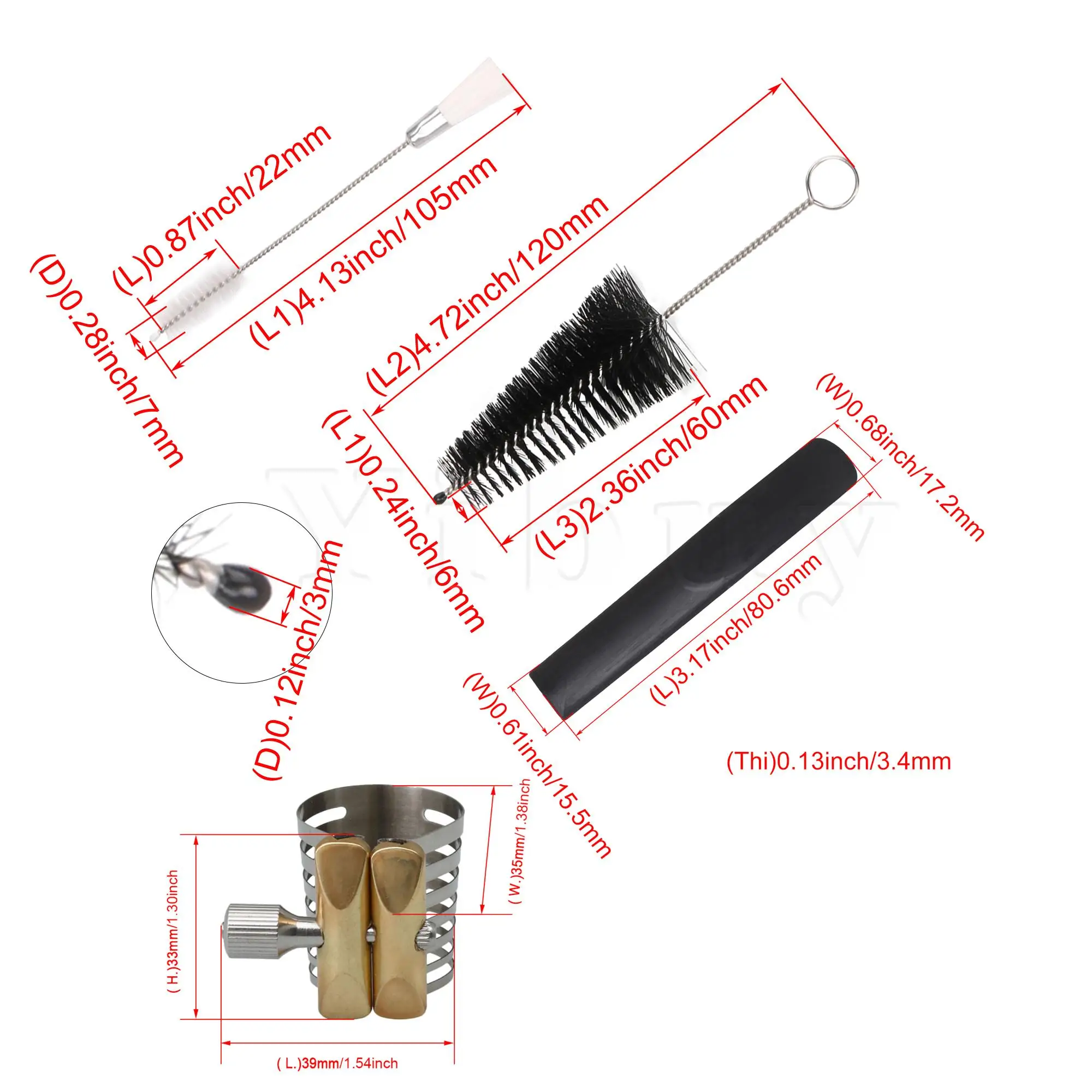 

Yibuy B-flat Tenor Sax lip Ligature&Black Saxophone Reed with Mouthpiece Brush