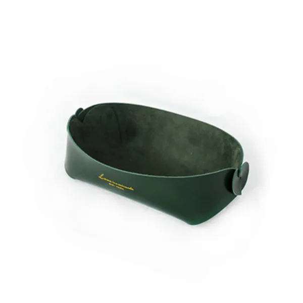 green large Настольный кожаный из искусственной кожи коробка для хранения макияж Органайзер Comestic контейнер для ювелирных изделий ретро Кнопка Sundry чехол для хранения INS украшения дома - Цвет: green large